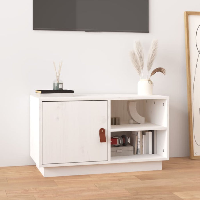 Comodă TV, alb, 70x34x40 cm, lemn masiv de pin - WALTI WALTI