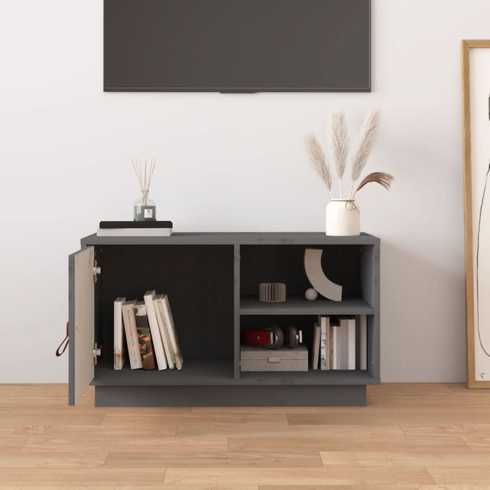 Comodă TV, gri, 70x34x40 cm, lemn masiv de pin - WALTI WALTI