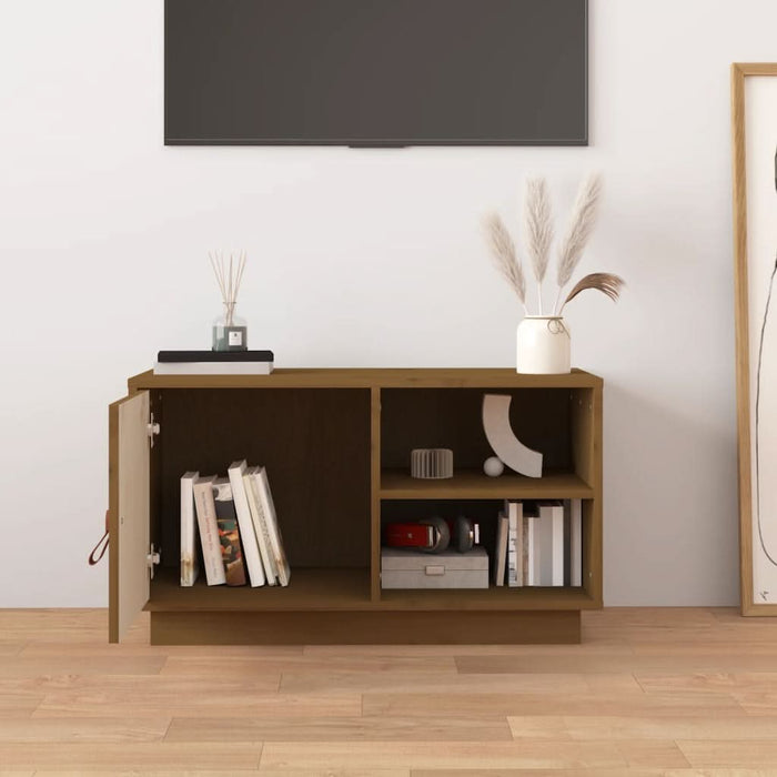 Comodă TV, maro miere, 70x34x40 cm, lemn masiv de pin - WALTI WALTI