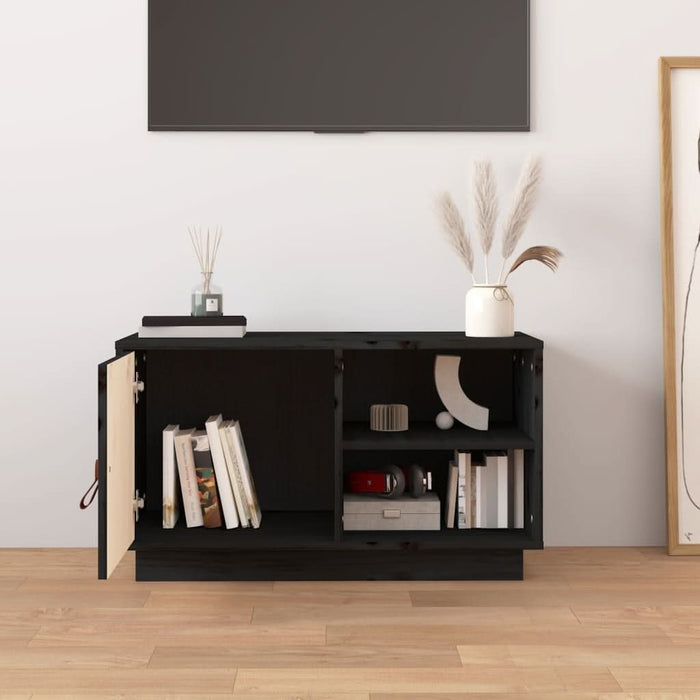Comodă TV, negru, 70x34x40 cm, lemn masiv de pin - WALTI WALTI