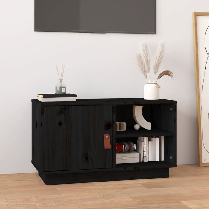 Comodă TV, negru, 70x34x40 cm, lemn masiv de pin - WALTI WALTI