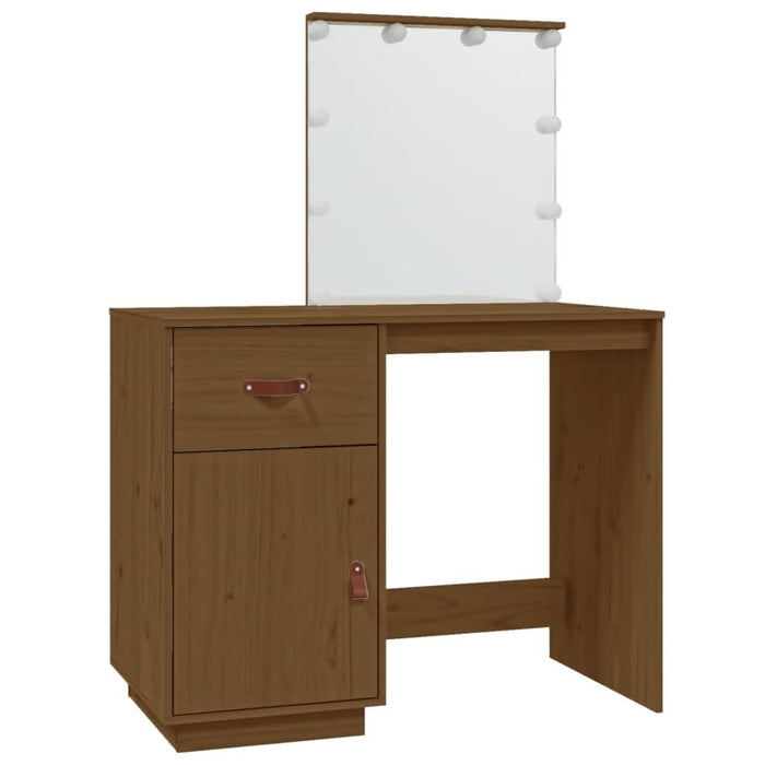 Măsuță de toaletă LED maro miere, 95x50x133,5 cm lemn masiv pin - WALTI WALTI