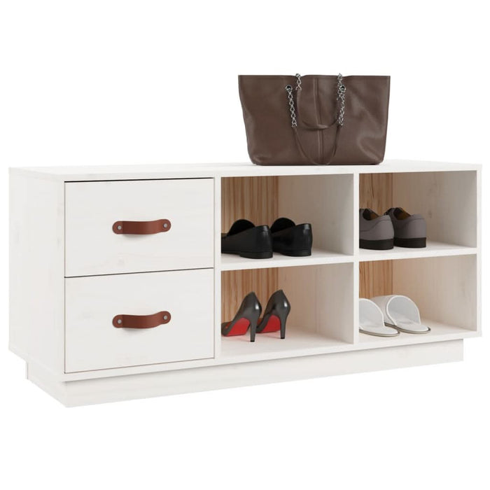Bancă pentru pantofi, alb, 100x34x45 cm, lemn masiv pin - WALTI WALTI