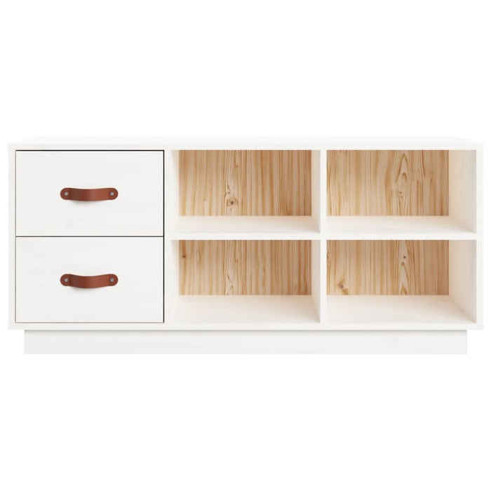Bancă pentru pantofi, alb, 100x34x45 cm, lemn masiv pin - WALTI WALTI