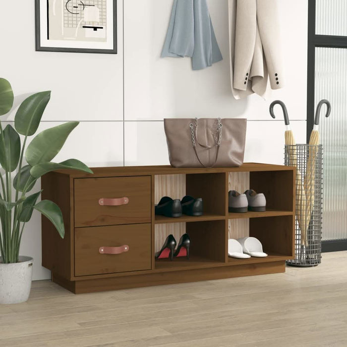 Bancă pentru pantofi, maro miere, 100x34x45 cm, lemn masiv pin - WALTI WALTI