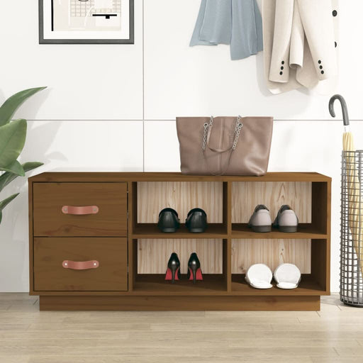 Bancă pentru pantofi, maro miere, 100x34x45 cm, lemn masiv pin - WALTI WALTI