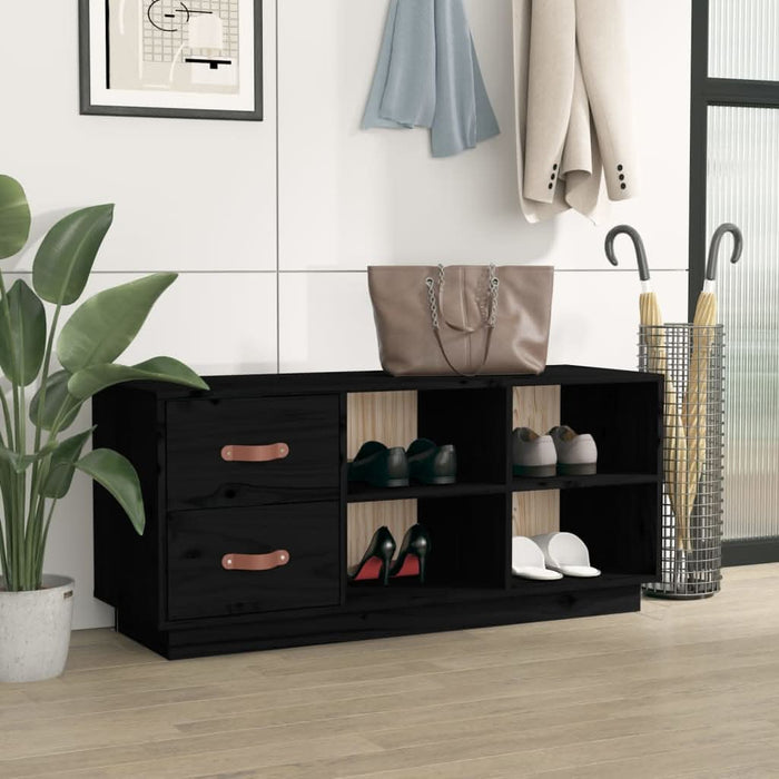 Bancă pentru pantofi, negru, 100x34x45 cm, lemn masiv de pin - WALTI WALTI
