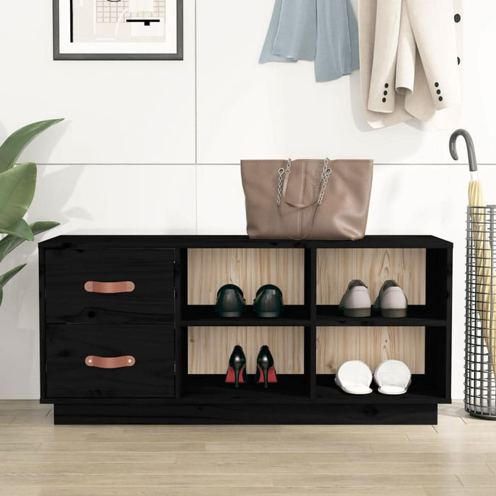 Bancă pentru pantofi, negru, 100x34x45 cm, lemn masiv de pin - WALTI WALTI
