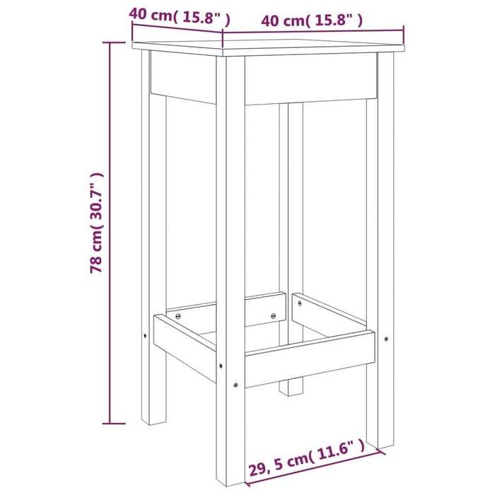Scaune de bar, 2 buc., negru, 40x40x78 cm, lemn masiv pin - WALTI WALTI