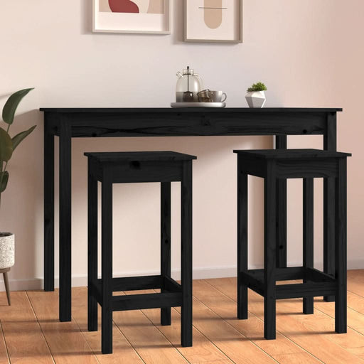 Scaune de bar, 2 buc., negru, 40x40x78 cm, lemn masiv pin - WALTI WALTI