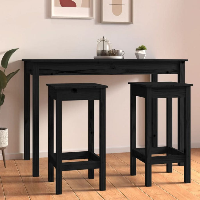 Scaune de bar, 2 buc., negru, 40x40x78 cm, lemn masiv pin - WALTI WALTI