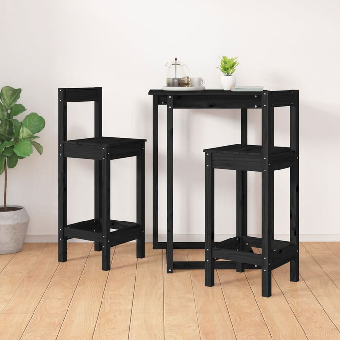 Scaune de bar, 2 buc., negru, 40x41,5x112 cm, lemn masiv pin - WALTI WALTI