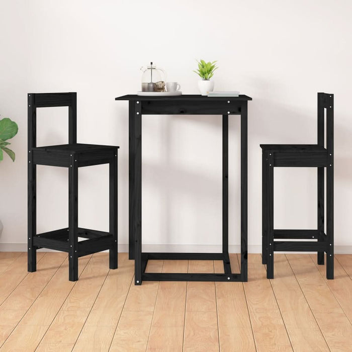 Scaune de bar, 2 buc., negru, 40x41,5x112 cm, lemn masiv pin - WALTI WALTI