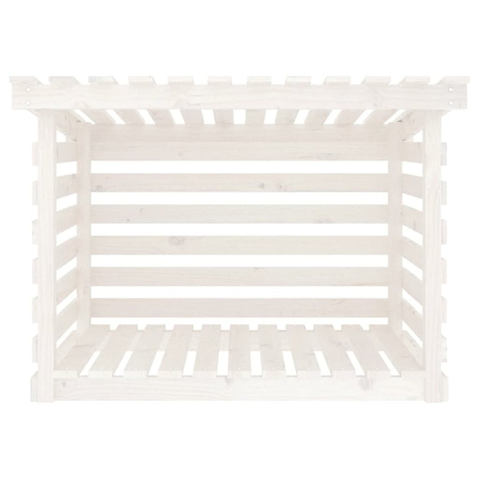 Rastel pentru lemne de foc, alb, 108x73x79 cm, lemn masiv pin - WALTI WALTI