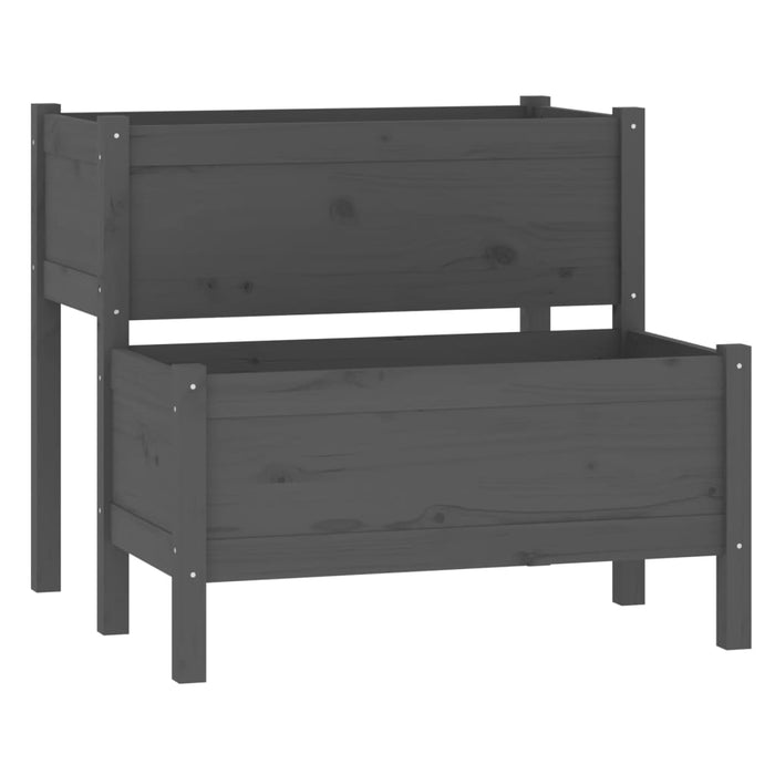 Jardinieră, gri, 84,5x84x75 cm, lemn masiv de pin - WALTI WALTI