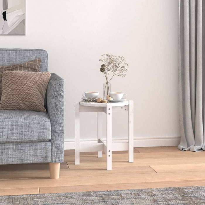 Măsuță de cafea, alb, Ø 42,5x45 cm, lemn masiv de pin - WALTI WALTI