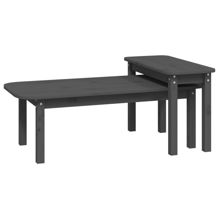 Set măsuțe de cafea, 2 piese, gri, lemn masiv de pin - WALTI WALTI