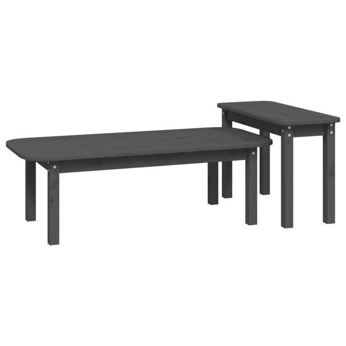 Set măsuțe de cafea, 2 piese, gri, lemn masiv de pin - WALTI WALTI