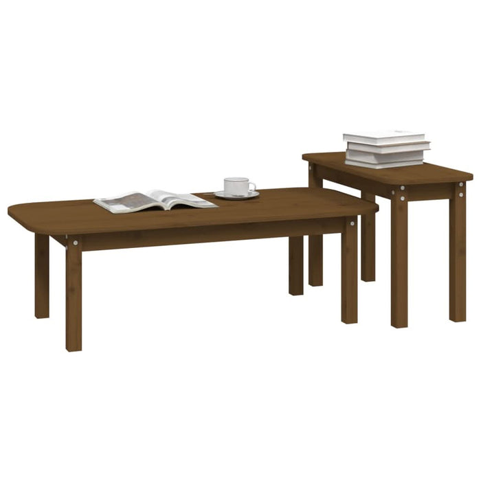 Set măsuțe de cafea, 2 piese, maro miere, lemn masiv de pin - WALTI WALTI