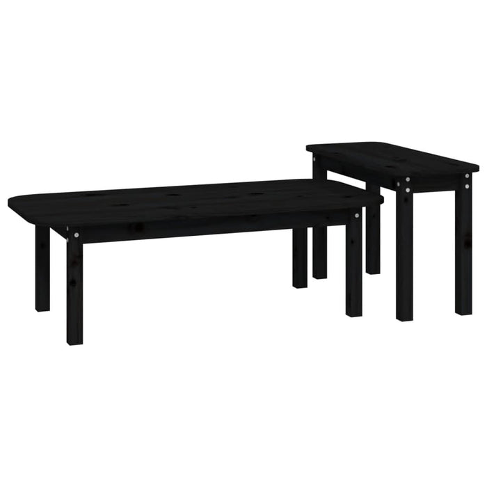 Set măsuțe de cafea, 2 piese, negru, lemn masiv de pin - WALTI WALTI