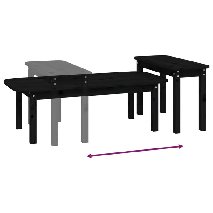 Set măsuțe de cafea, 2 piese, negru, lemn masiv de pin - WALTI WALTI