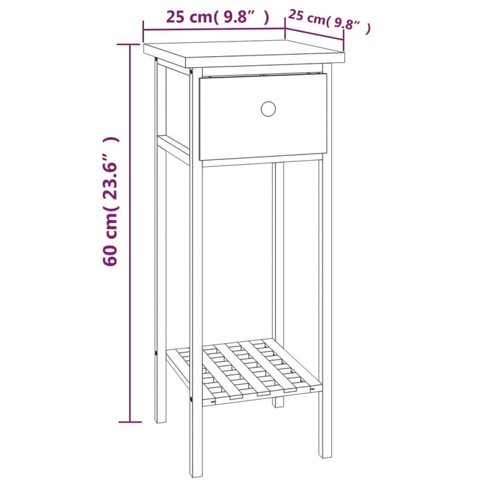 Masă laterală cu sertar, 25x25x60 cm, lemn masiv de nuc - WALTI WALTI