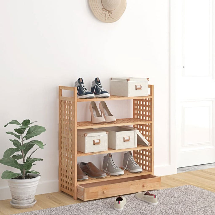 Suport de pantofi cu sertar, 70x27x81 cm, lemn masiv de nuc - WALTI WALTI