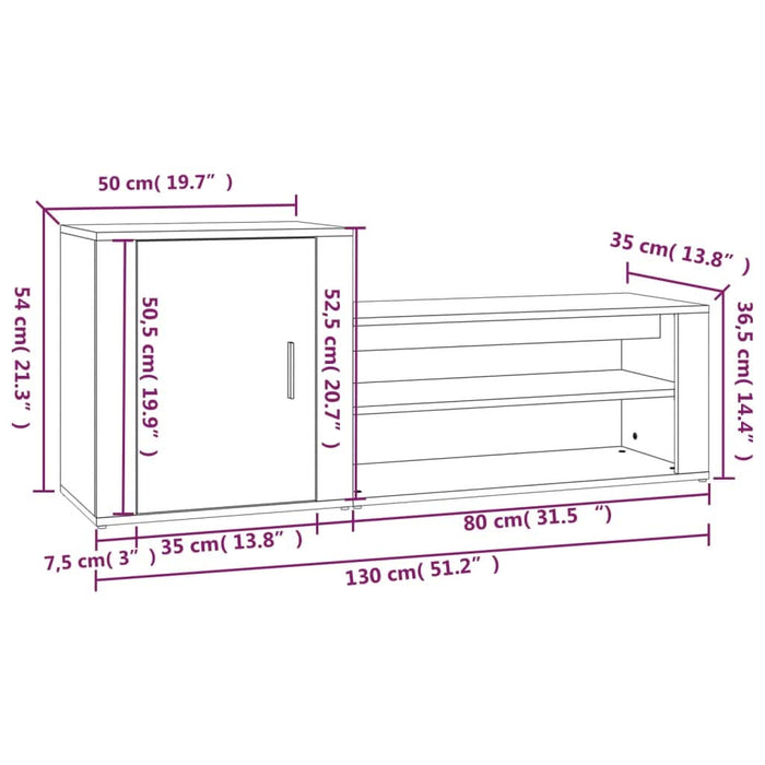 Pantofar, gri sonoma, 130x35x54 cm, lemn compozit - WALTI WALTI