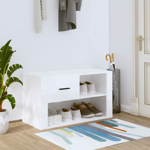 Pantofar, alb extralucios, 80x35x45 cm, lemn compozit - WALTI WALTI
