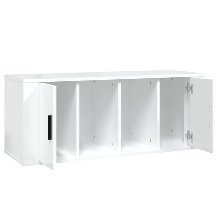 Comodă TV, alb extralucios, 100x35x40 cm, lemn prelucrat - WALTI WALTI