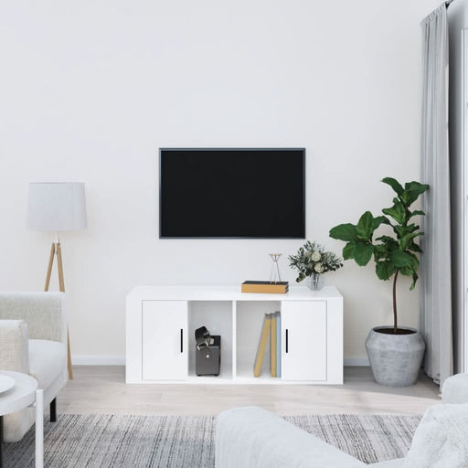 Comodă TV, alb extralucios, 100x35x40 cm, lemn prelucrat - WALTI WALTI