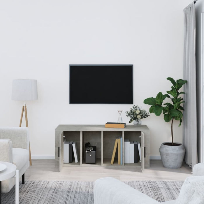 Comodă TV, gri beton, 100x35x40 cm, lemn prelucrat - WALTI WALTI