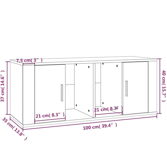 Comodă TV, gri beton, 100x35x40 cm, lemn prelucrat - WALTI WALTI