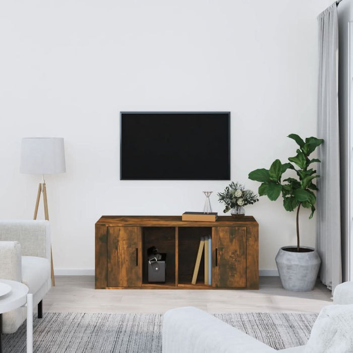 Comodă TV, stejar fumuriu, 100x35x40 cm, lemn prelucrat - WALTI WALTI