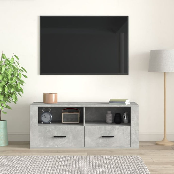 Comodă TV, gri beton, 100x35x40 cm, lemn prelucrat - WALTI WALTI