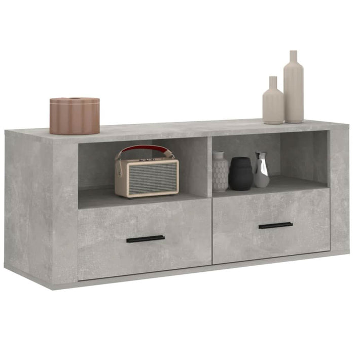 Comodă TV, gri beton, 100x35x40 cm, lemn prelucrat - WALTI WALTI