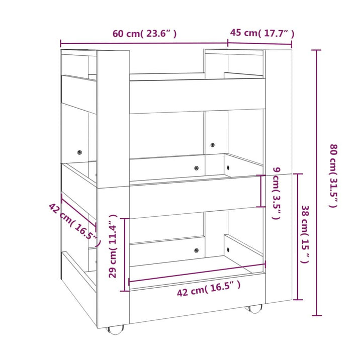 Cărucior de bucătărie gri beton 60x45x80 cm lemn prelucrat - WALTI WALTI