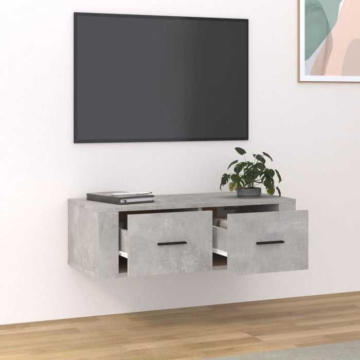 Dulap TV suspendat, gri beton, 80x36x25 cm, lemn compozit - WALTI WALTI