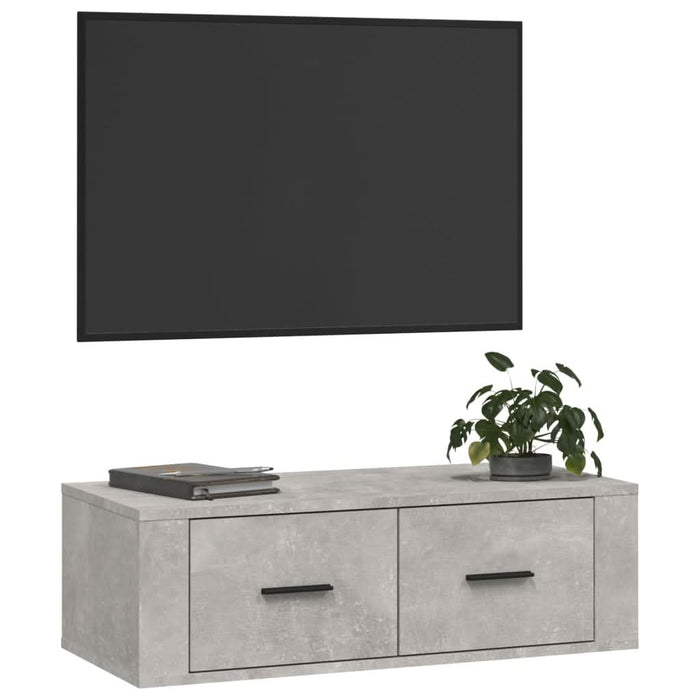 Dulap TV suspendat, gri beton, 80x36x25 cm, lemn compozit - WALTI WALTI