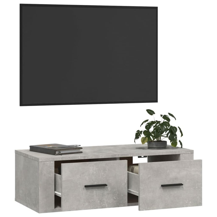 Dulap TV suspendat, gri beton, 80x36x25 cm, lemn compozit - WALTI WALTI
