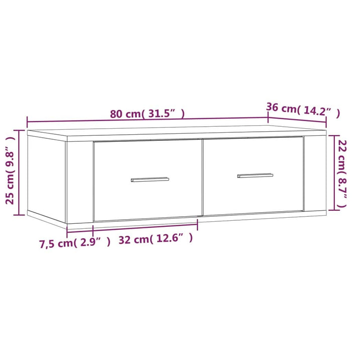 Dulap TV suspendat, gri beton, 80x36x25 cm, lemn compozit - WALTI WALTI