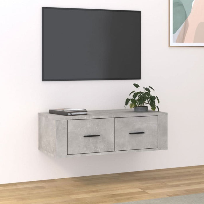 Dulap TV suspendat, gri beton, 80x36x25 cm, lemn compozit - WALTI WALTI