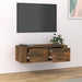 Dulap TV suspendat, stejar fumuriu, 80x36x25 cm, lemn compozit - WALTI WALTI