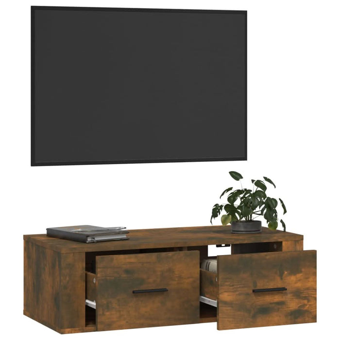 Dulap TV suspendat, stejar fumuriu, 80x36x25 cm, lemn compozit - WALTI WALTI