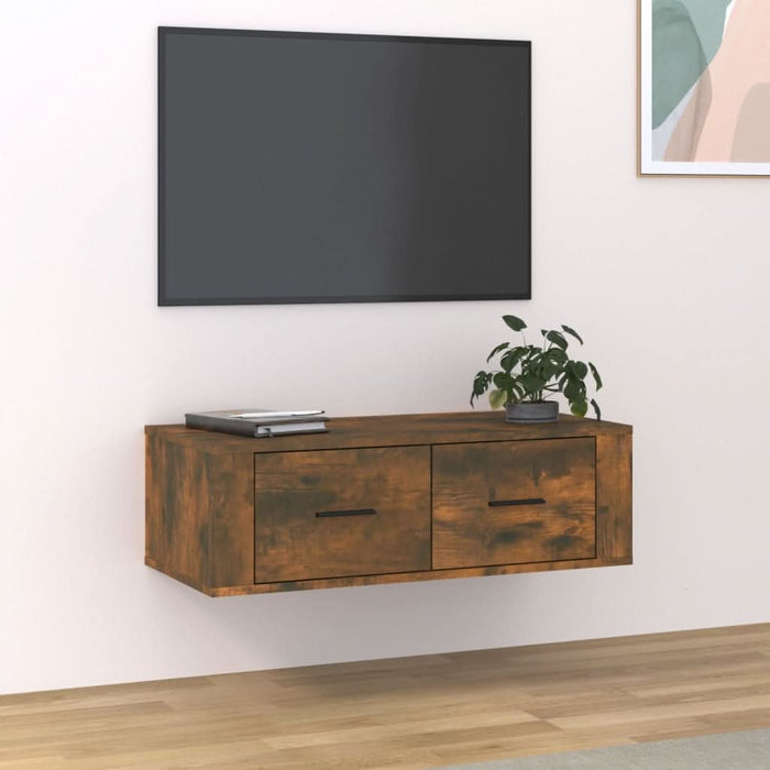 Dulap TV suspendat, stejar fumuriu, 80x36x25 cm, lemn compozit - WALTI WALTI