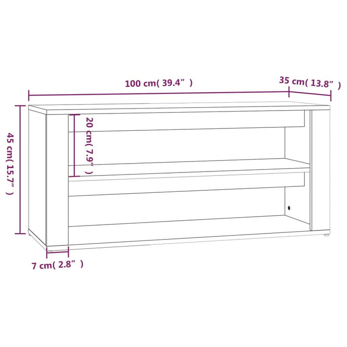 Pantofar, stejar fumuriu, 100x35x45 cm, lemn prelucrat - WALTI WALTI