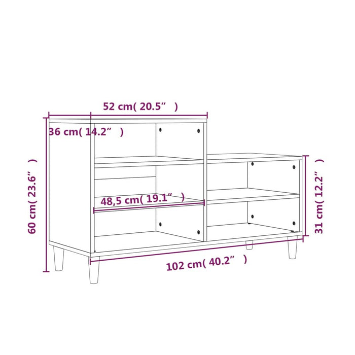 Pantofar, gri beton, 102x36x60 cm, lemn prelucrat - WALTI WALTI