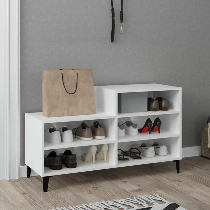 Pantofar, alb extralucios, 102x36x60 cm, lemn compozit - WALTI WALTI