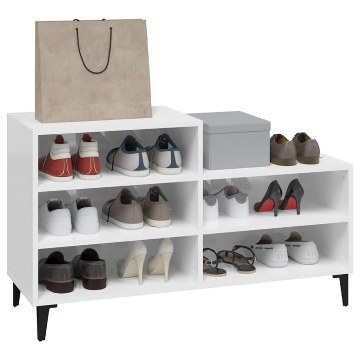 Pantofar, alb extralucios, 102x36x60 cm, lemn compozit - WALTI WALTI
