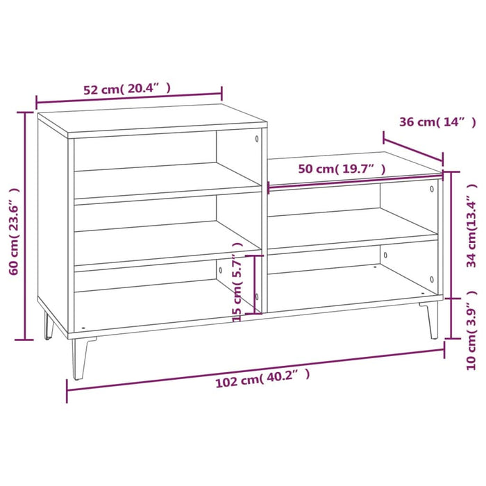 Pantofar, gri beton, 102x36x60 cm, lemn prelucrat - WALTI WALTI